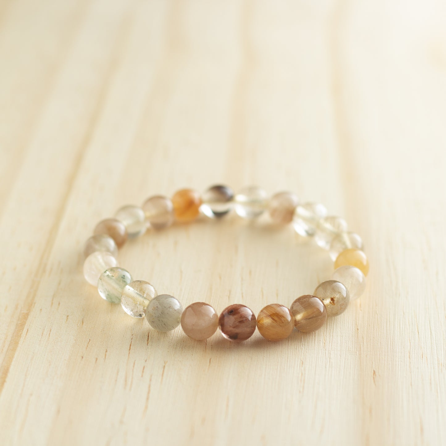 Pulsera cuarzo rutilado mixto.