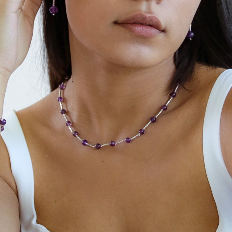 Collar de titanio y amatista