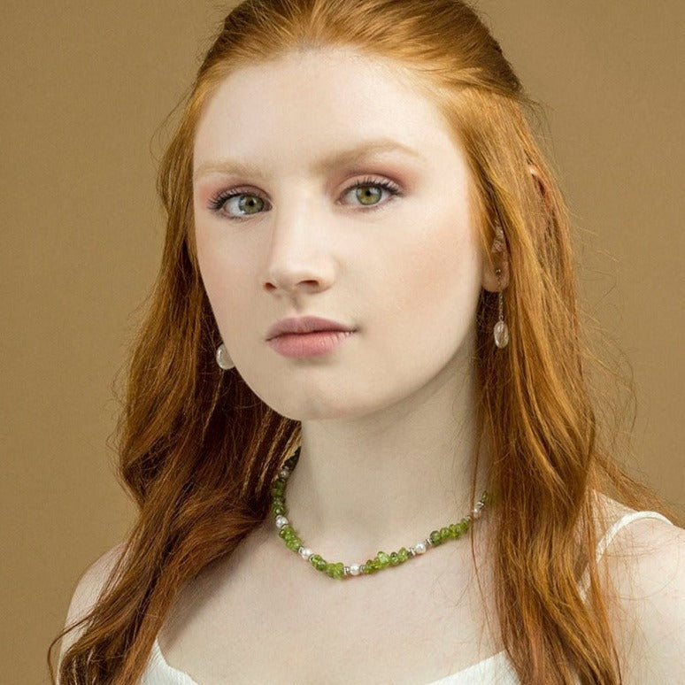 Collar peridoto y perlas