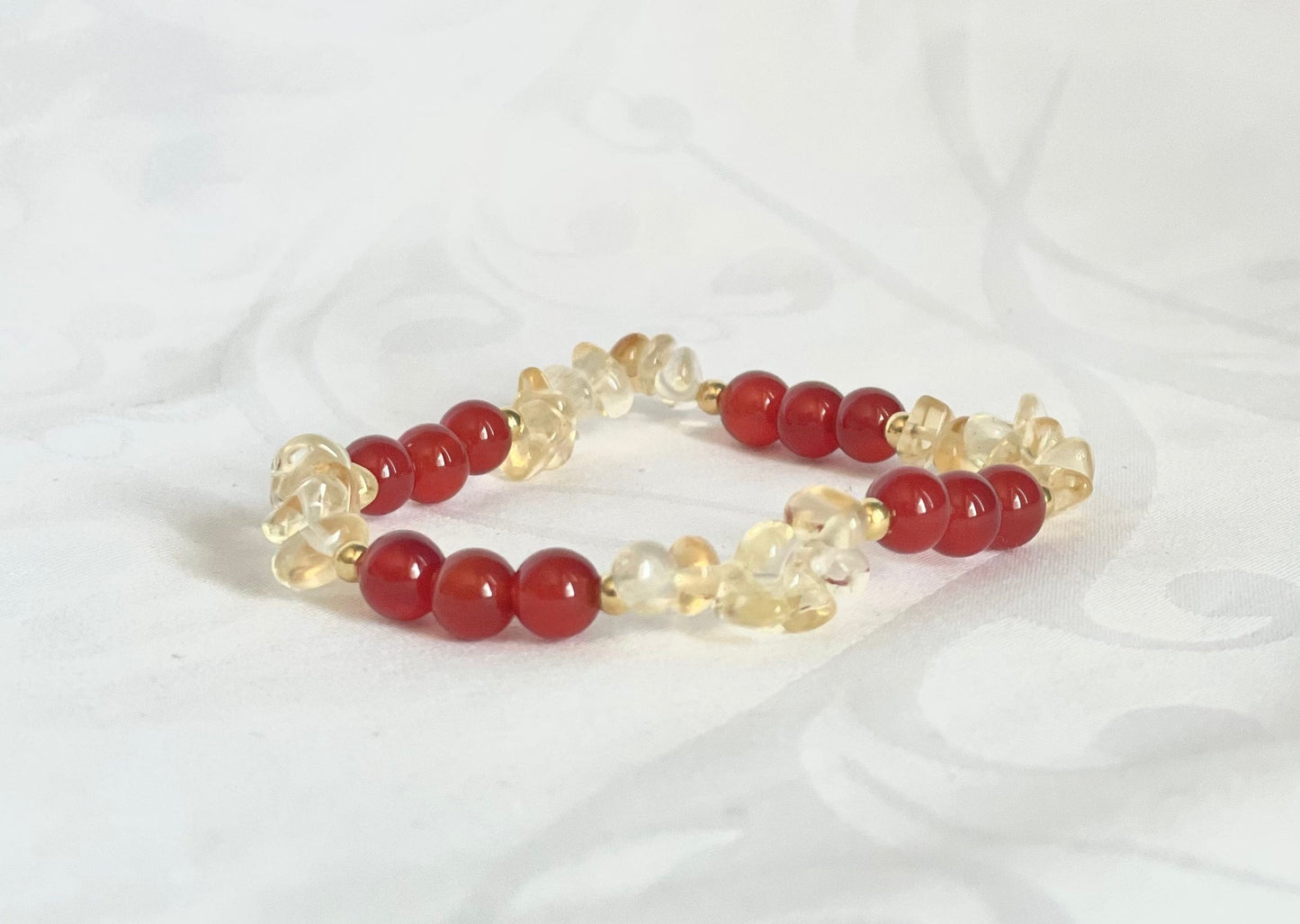 Pulsera citrino y agata cornalina