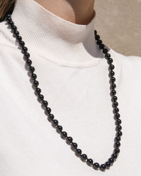 Collar largo de ágata negra