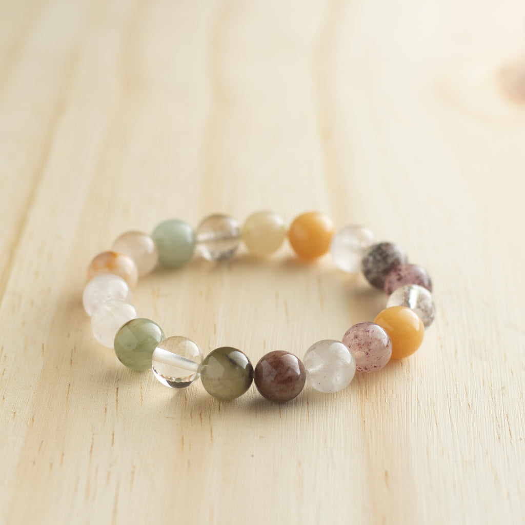 Pulsera cuarzo rutilado mixto.