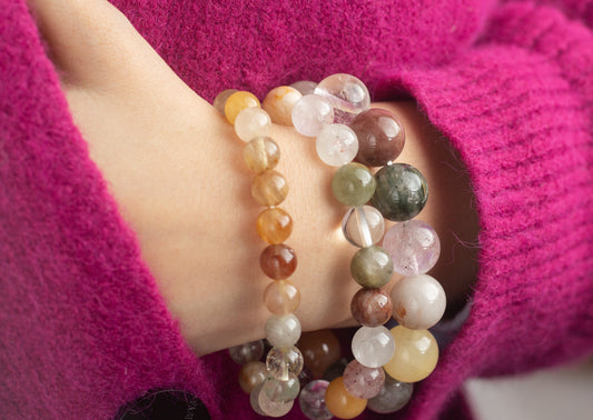 Pulsera cuarzo rutilado mixto.