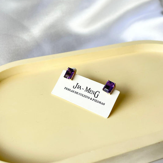 Caravanas oro 18k & amatista