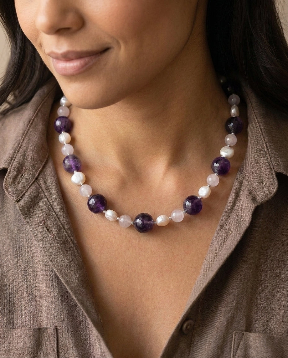 Collar Ayla — Amatista y Piedras Naturales