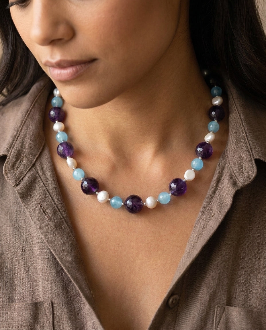 Collar Ayla — Amatista y Piedras Naturales