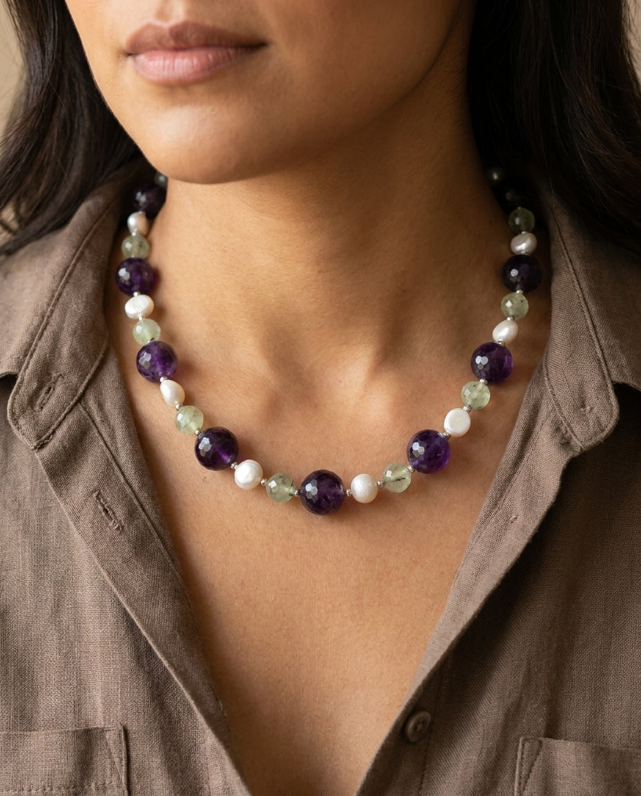 Collar Ayla — Amatista y Piedras Naturales