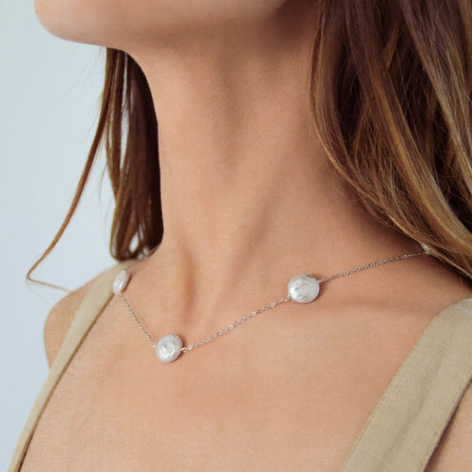 Collar de Plata 925 y Perla Moneda