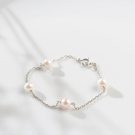 Pulsera Cadena de Plata y Perlas de Cultivo