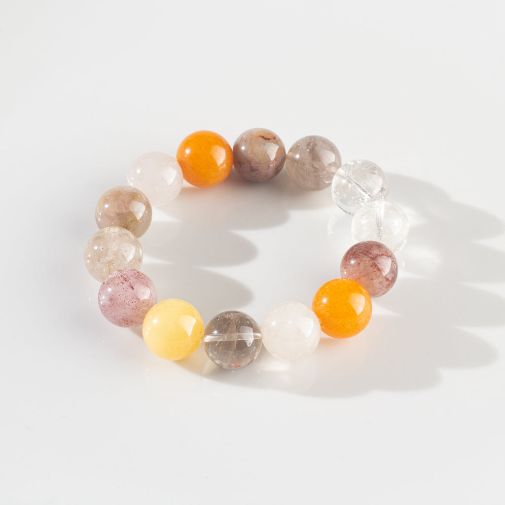 Pulsera cuarzo rutilado mixto.