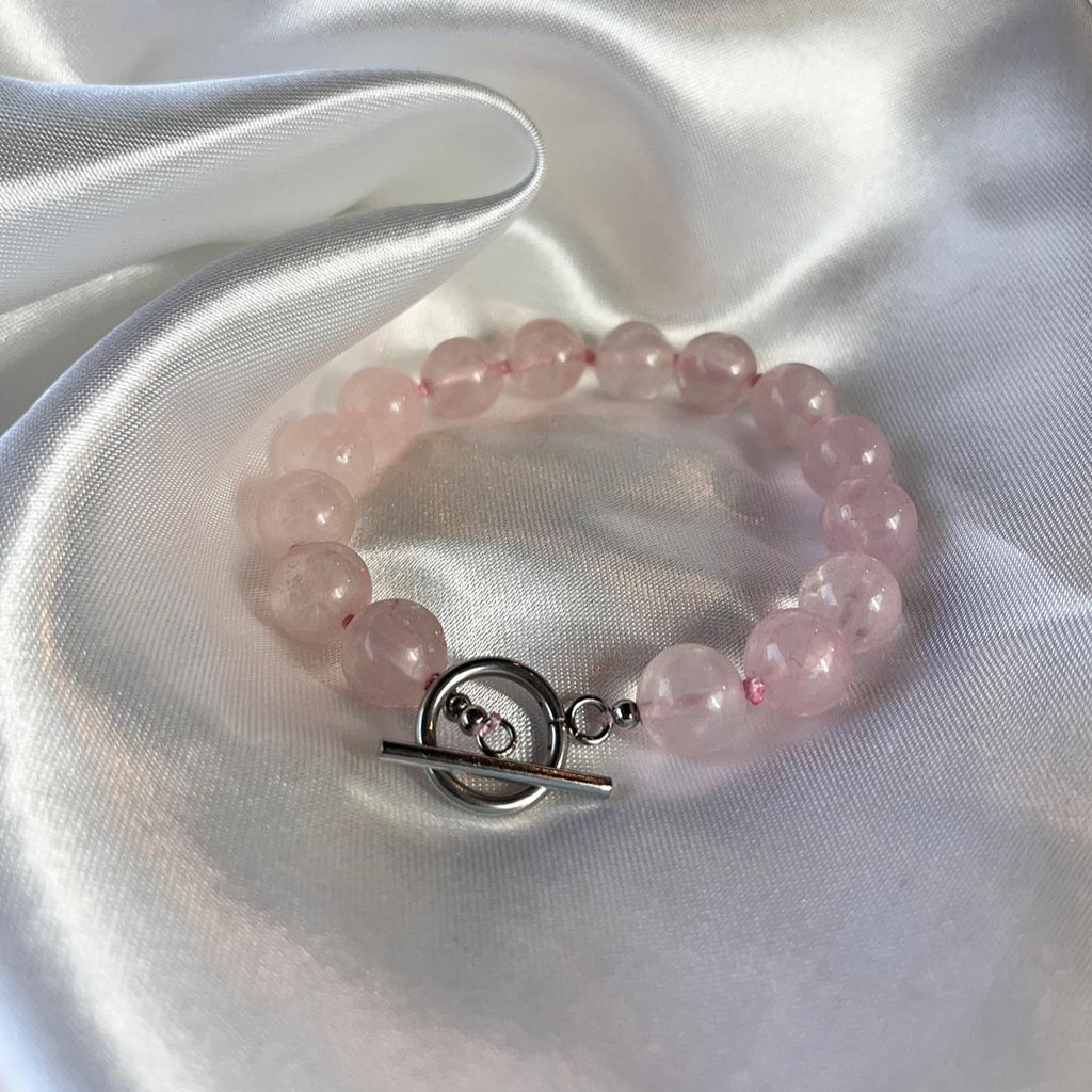 Pulsera Cuarzo rosa con broche