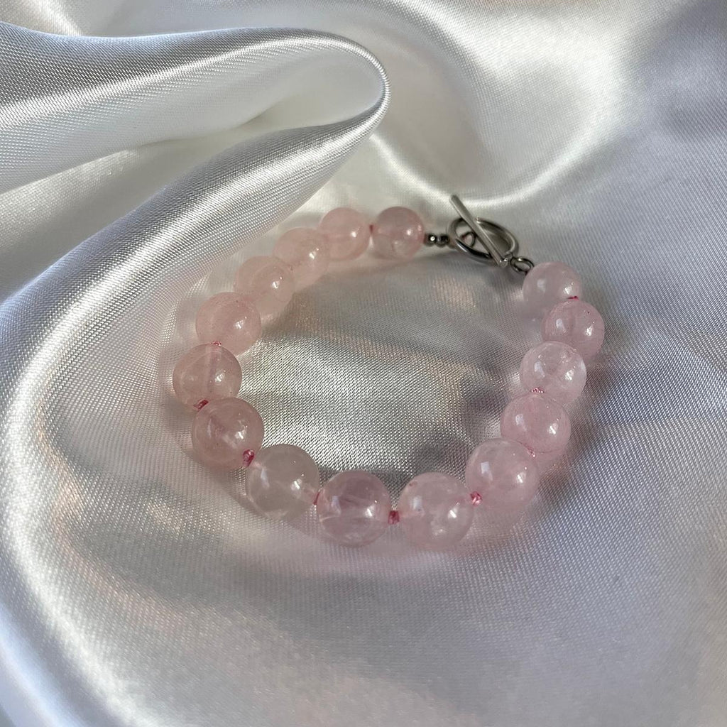Pulsera Cuarzo rosa con broche