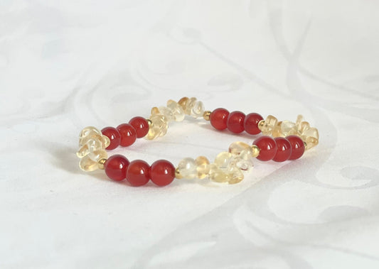 Pulsera citrino y agata cornalina