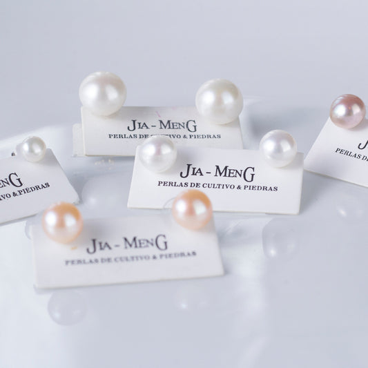 Caravanas Clásicas de perlas de cultivo semi perforadas y Acero quirúrgico