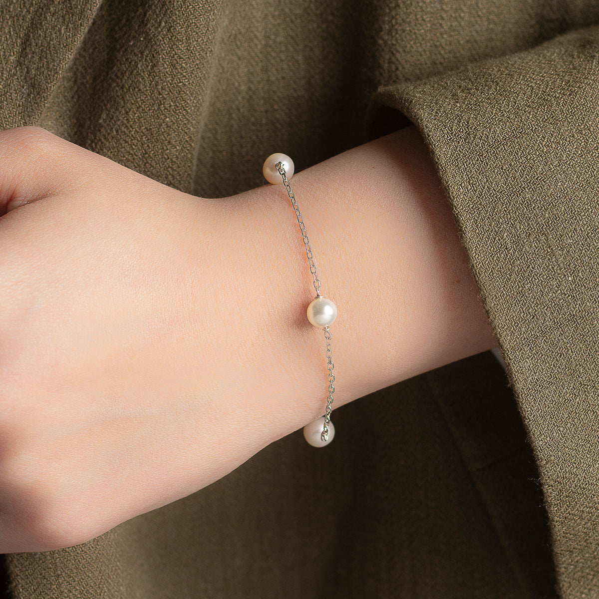 Pulsera Cadena de Plata y Perlas de Cultivo